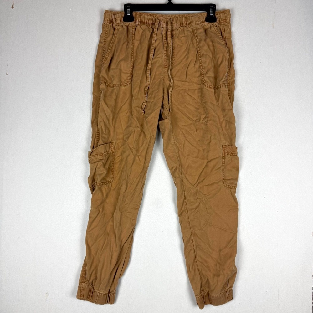 C&C California Cargo Jogger Pants Mens Large Brown Lyocell‎ Drawstring High Rise